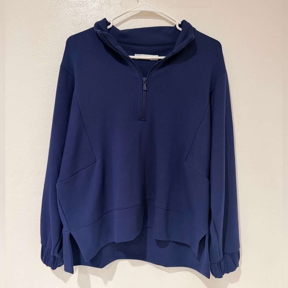 Peter Millar Crown Sport Navy Blue Flora Knit Half Zip Pullover Top size XL - Picture 3 of 10